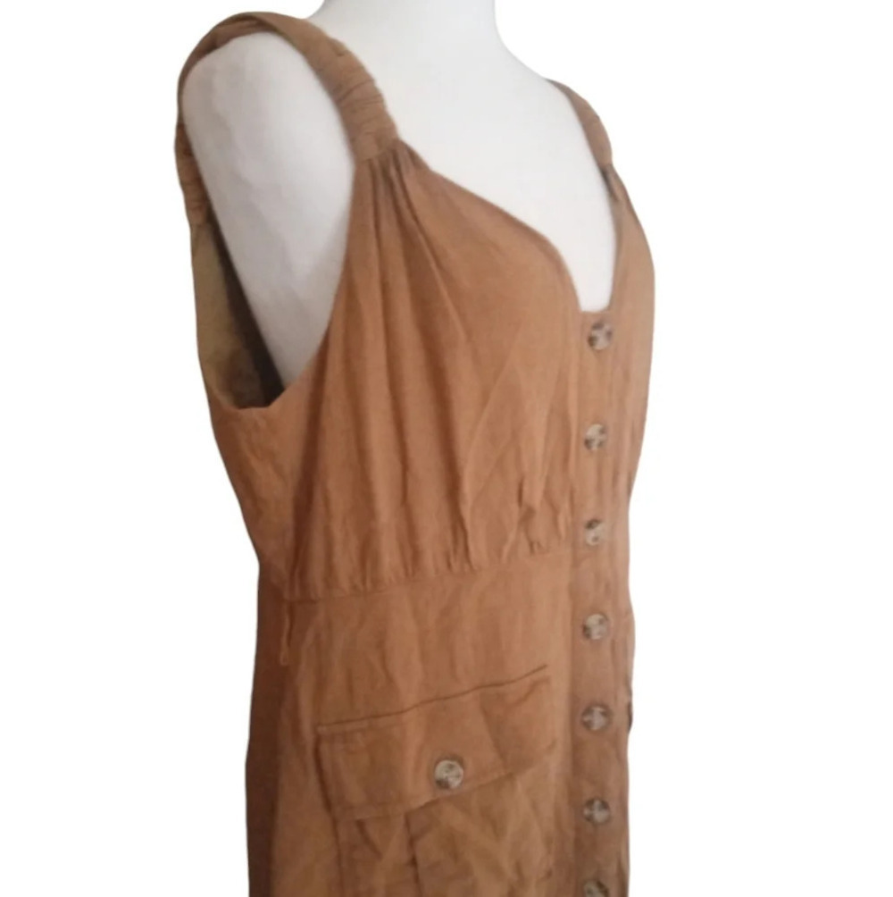 Lulu's Meant For Greatness Cotton Blend Button Front Tan Mini Dress Size XL - Picture 10 of 12